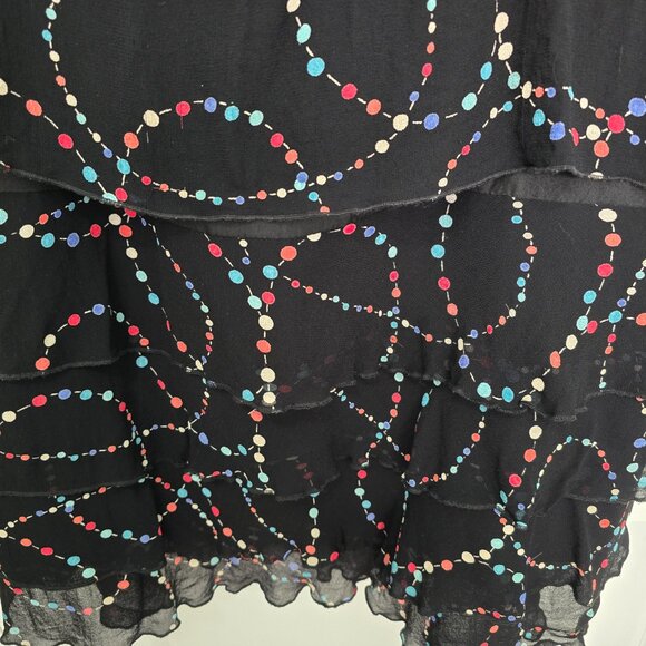Indira Skirt Midi Length Tiered Black Multicolor Size XL Boho Layers Colorful - Picture 4 of 6